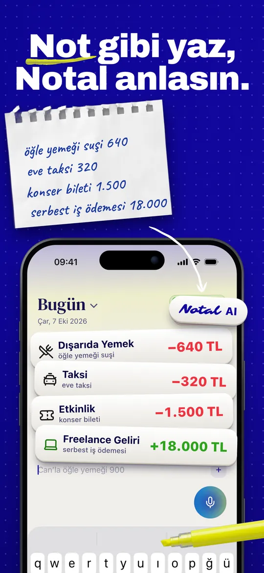 Not gibi yaz, Notal anlasın.